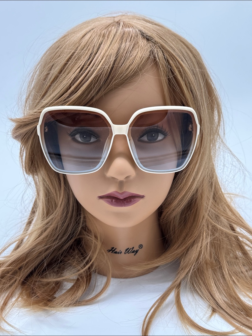 Women's Cream and Brown Square Sunglasses